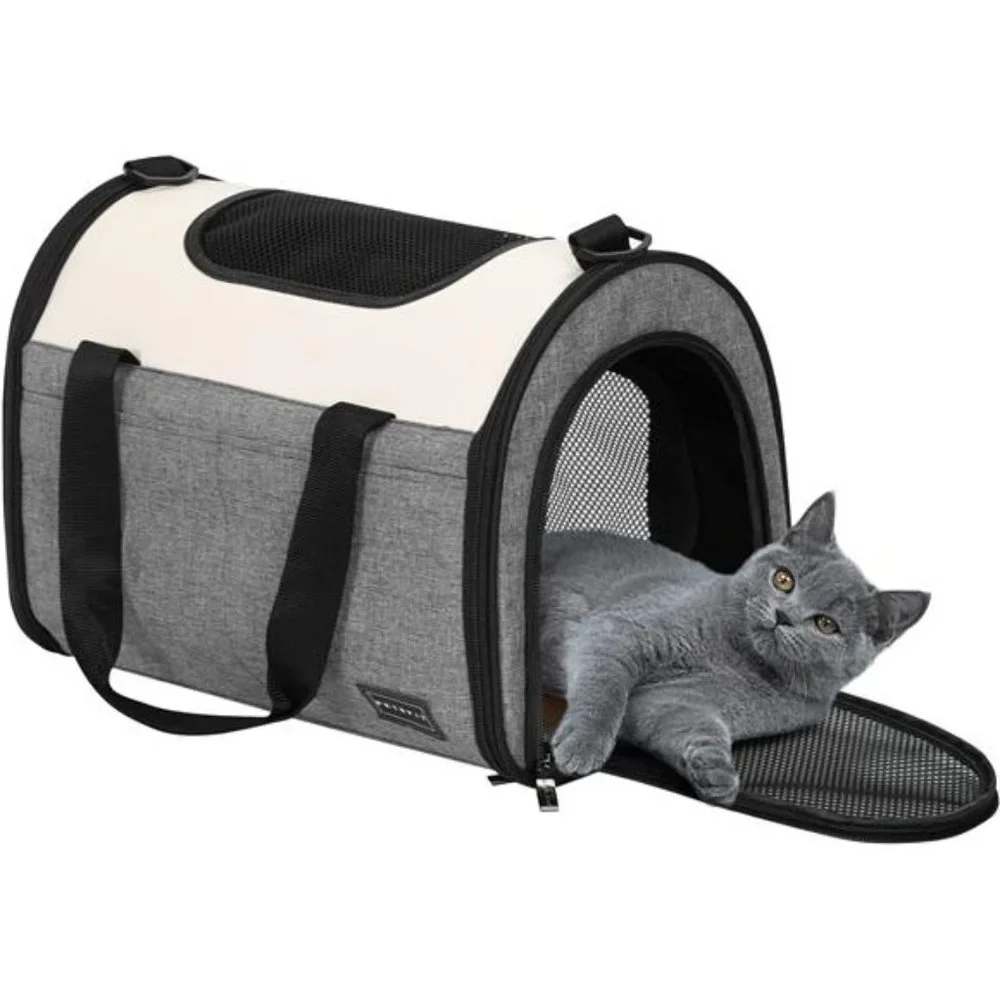 Small 5-Sided Breathable Mesh Pet Carrier Lightweight Soft Cat Carrier Dark Gray